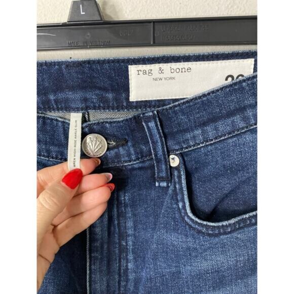 New Rag & Bone The Wren High-Rise Ankle Slim Denim Jeans Size 26 - Picture 3 of 4